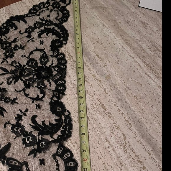 VINTAGE WOMENS BLACK LACE HEAD PIECE SCARF main image 8